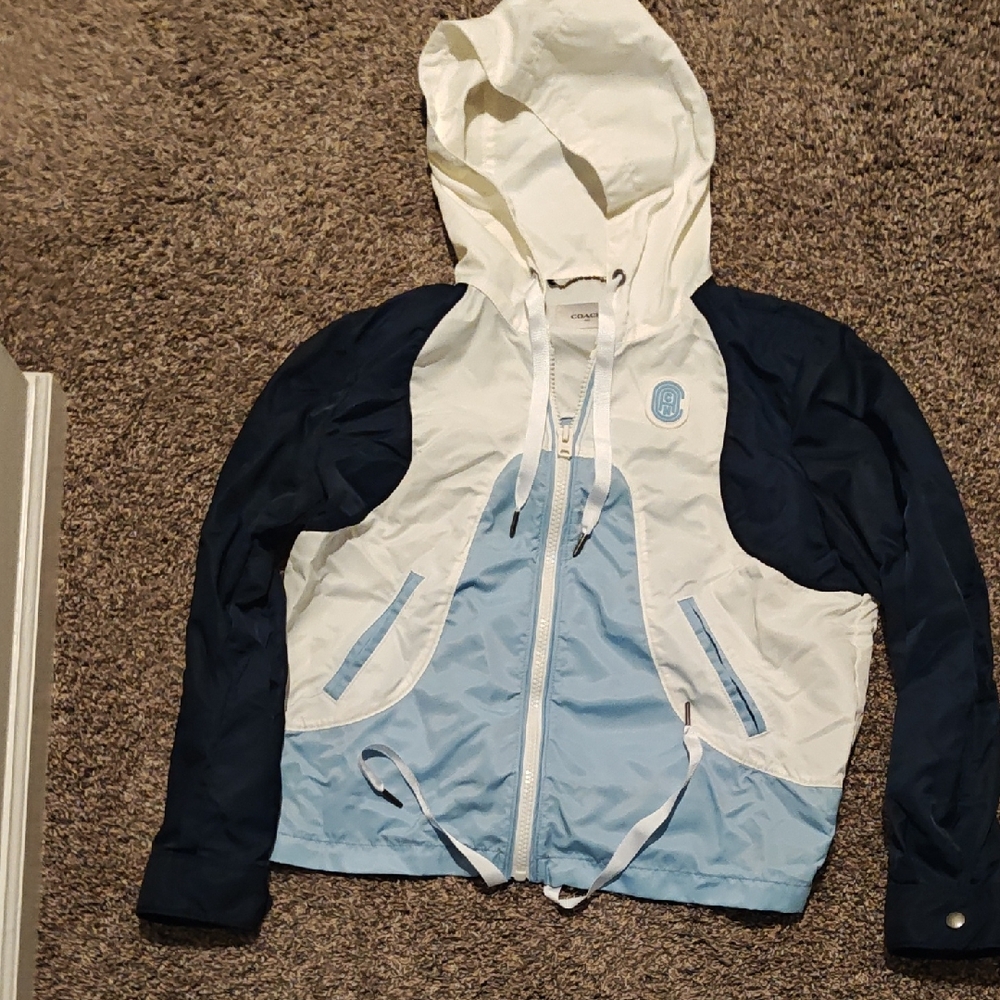 Coach Navy and Light Blue Hooded Jacket
